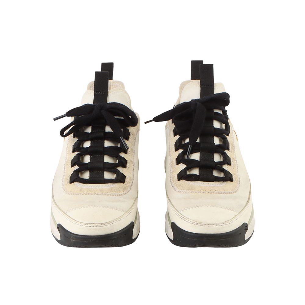 CHANEL Mixed Fiber Gold Logo Sneakers Size 38 G35617 | eBay
