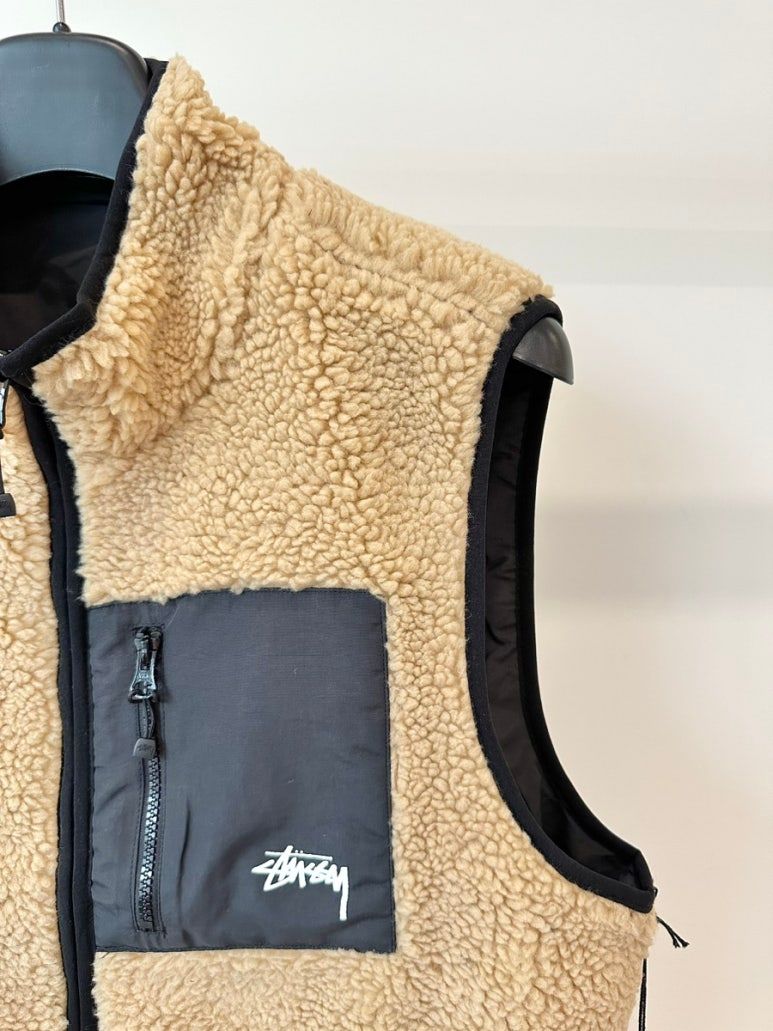 스투시 AU(호주) 8BALL SHERPA 리버시블 베스트 조끼 ST0M0475 TAN MENS