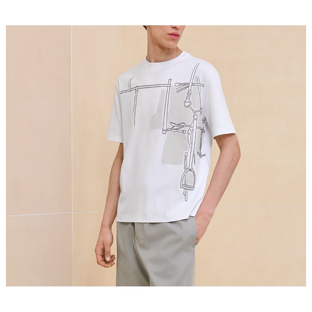 人気【HERMES】Tシャツ「Harnais en Gouache 3D」 Harnais en Gouache 3D