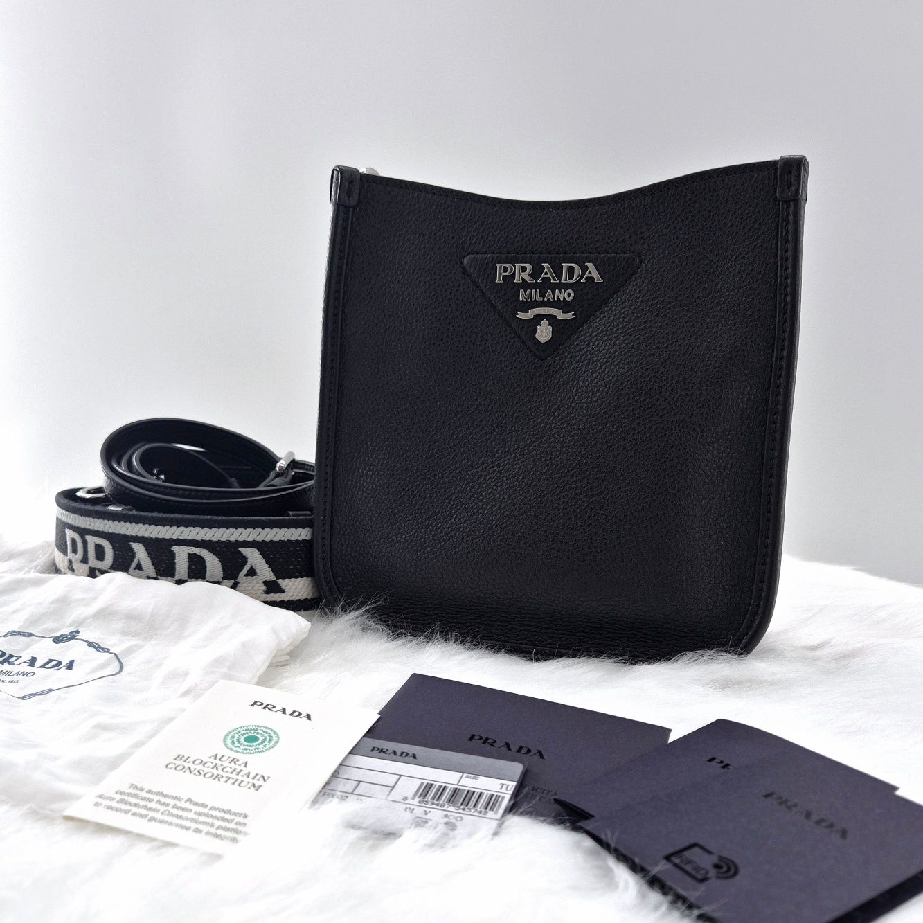 Prada Leather Mini Crossbody & Shoulder Bag Black (1BH191