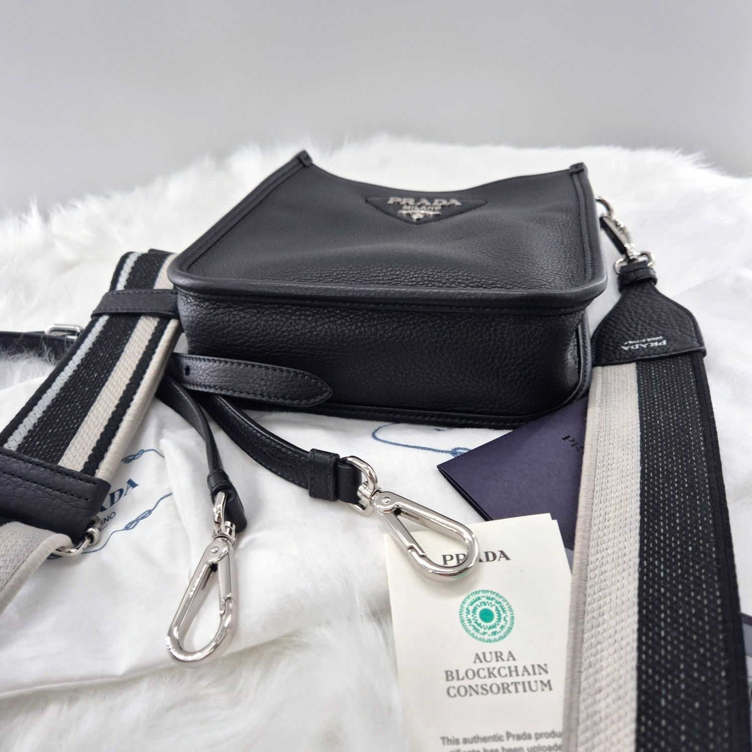Prada Leather Mini Crossbody & Shoulder Bag Black (1BH191