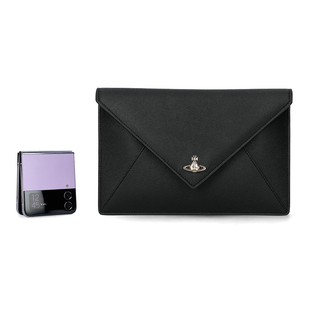 Vivienne Westwood正規品/送料関税込み Saffiano clutch bag Saffiano Clutch With Flap in BLACK | Vivienne Westwood®