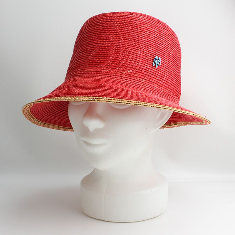 Coral Red Raffia Hat Monica 5 main image 3