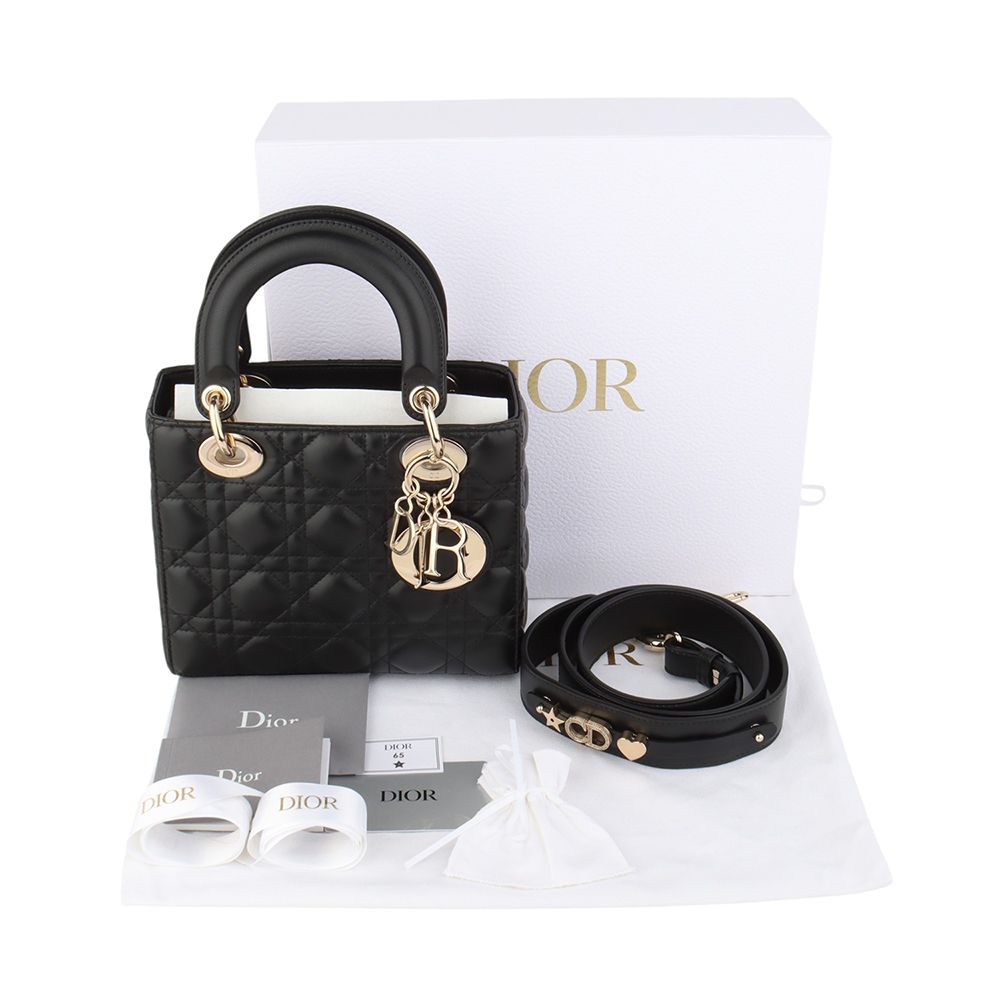 디올(Dior) | 레이디 디올 MY ABC DIOR 스몰 까나쥬 램스킨 토트 숄더백 블랙 | 트렌비