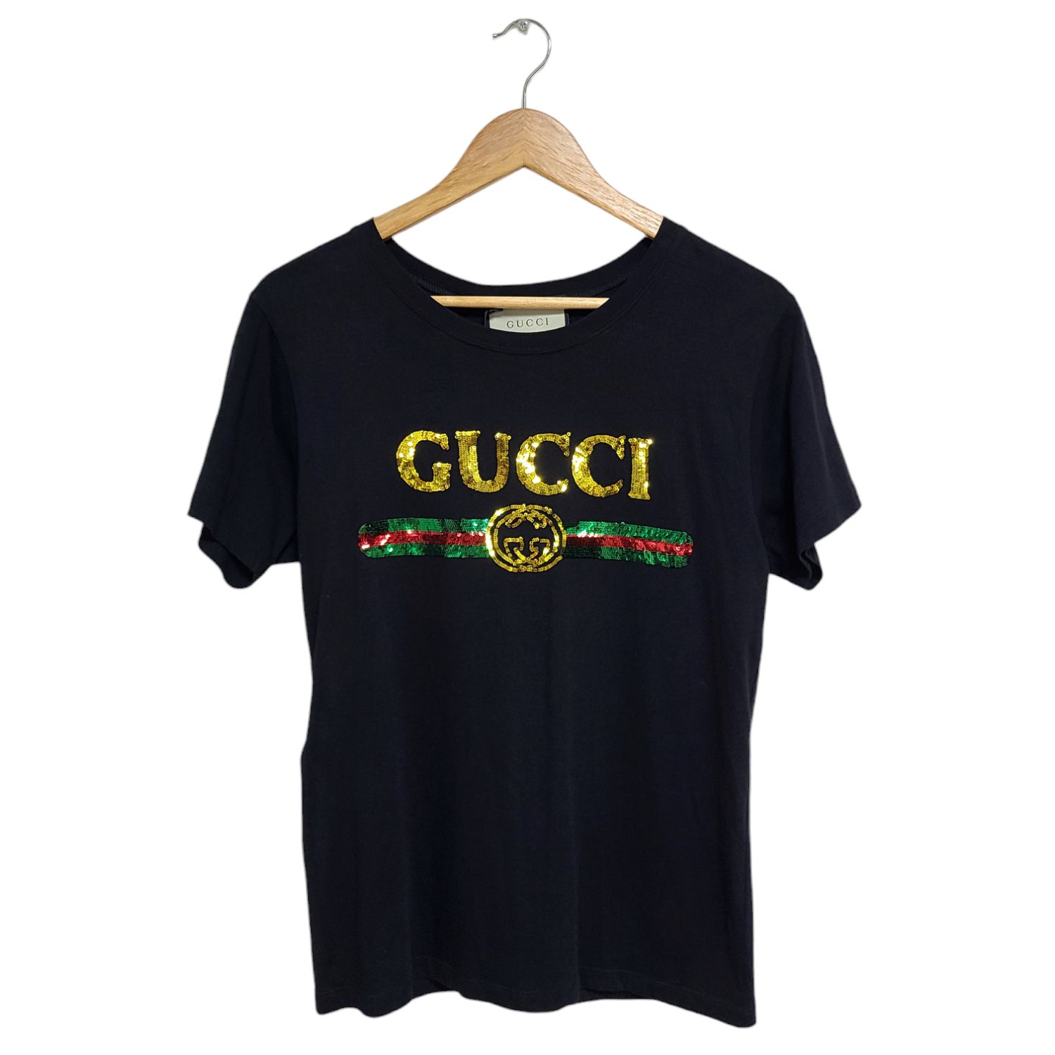 Gucci Sequin Sparkle Logo Oversized Short Sleeve T-shirt