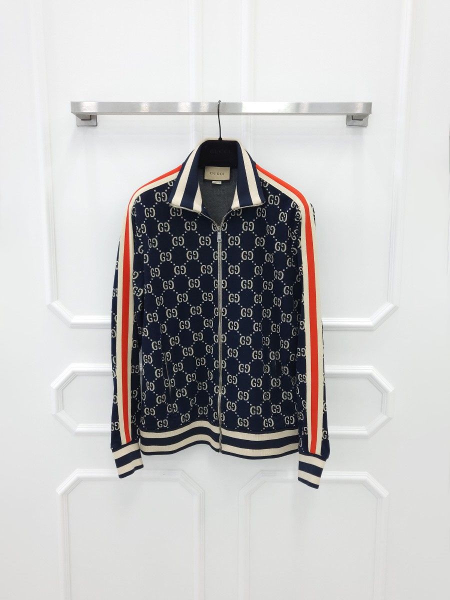 Gucci Jacquard Jacket with Zip GG 496919 XXL Blue | eBay