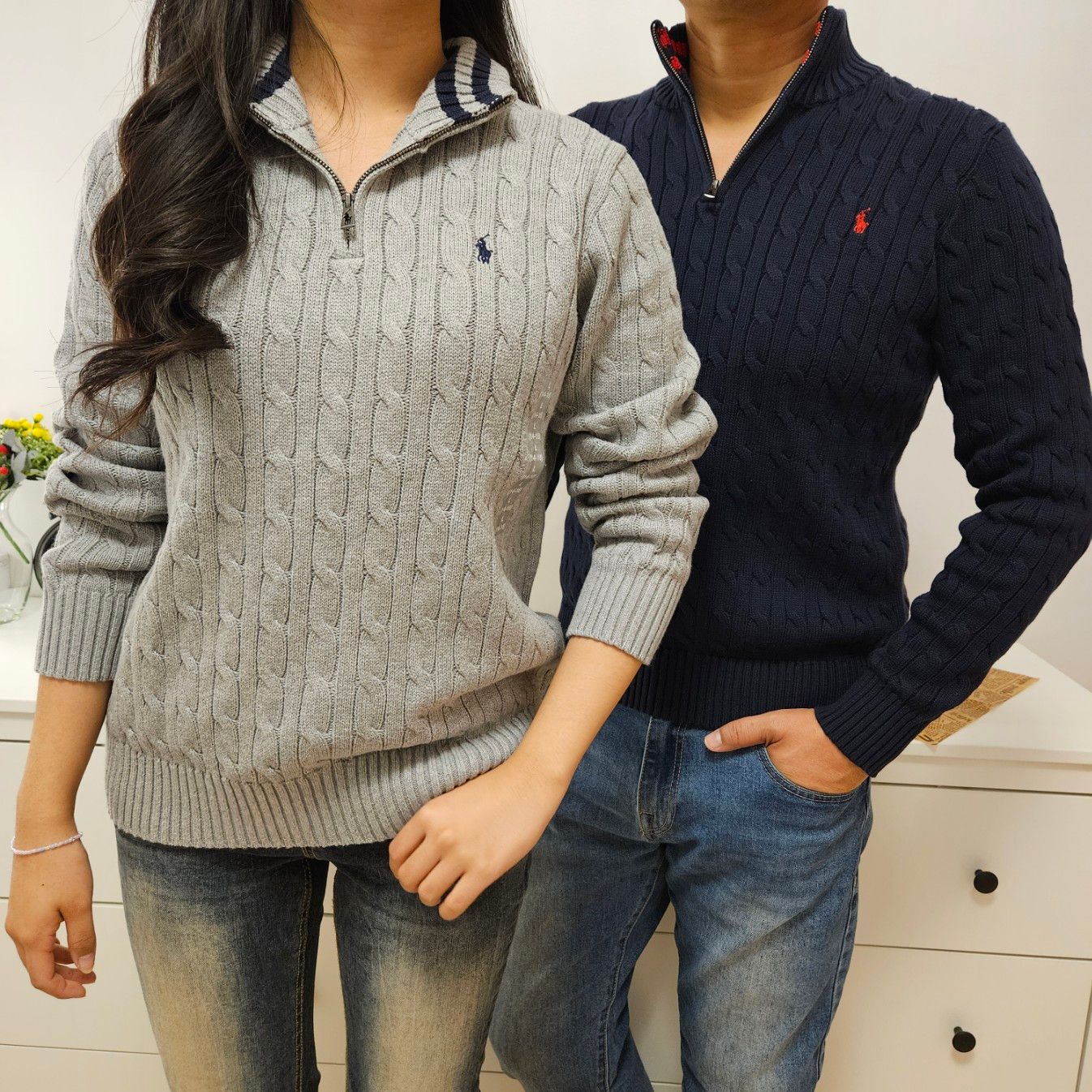폴로 랄프로렌 보이즈 반집업 꽈배기 스웨터 남녀공용