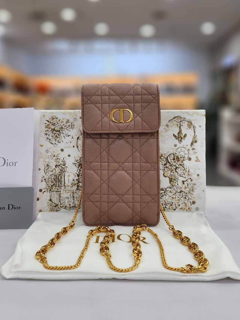 Dior Caro Gold Chain Phone Holder Crossbody Bag 5105