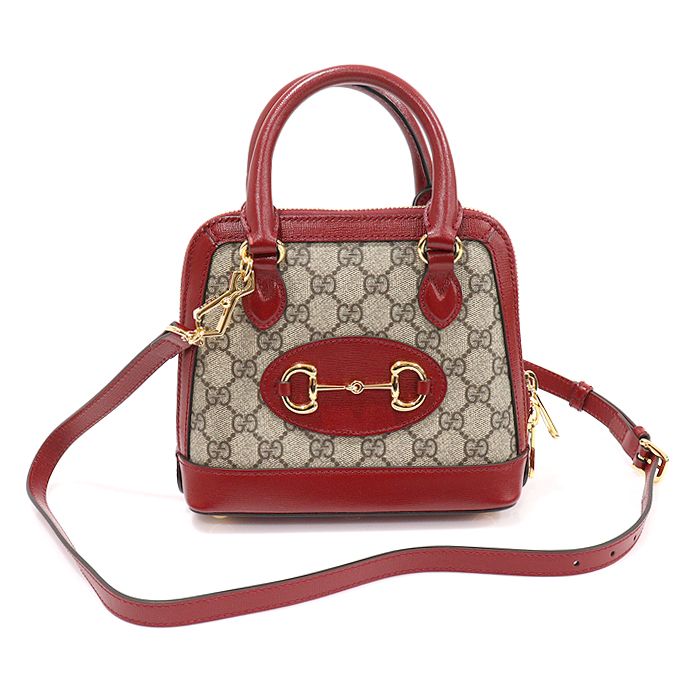 Gucci Red Leather Horsebit 1955 Mini Top Handle Bag 2WAY