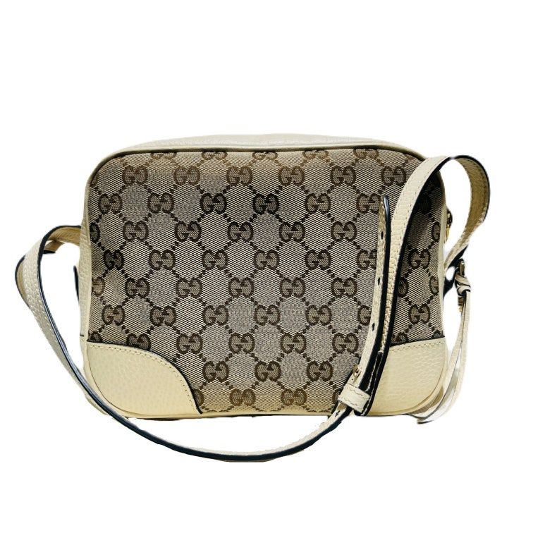 구찌 (GUCCI) 449413 베이지 레더 GG로고 자가드 디스코백 크로스백