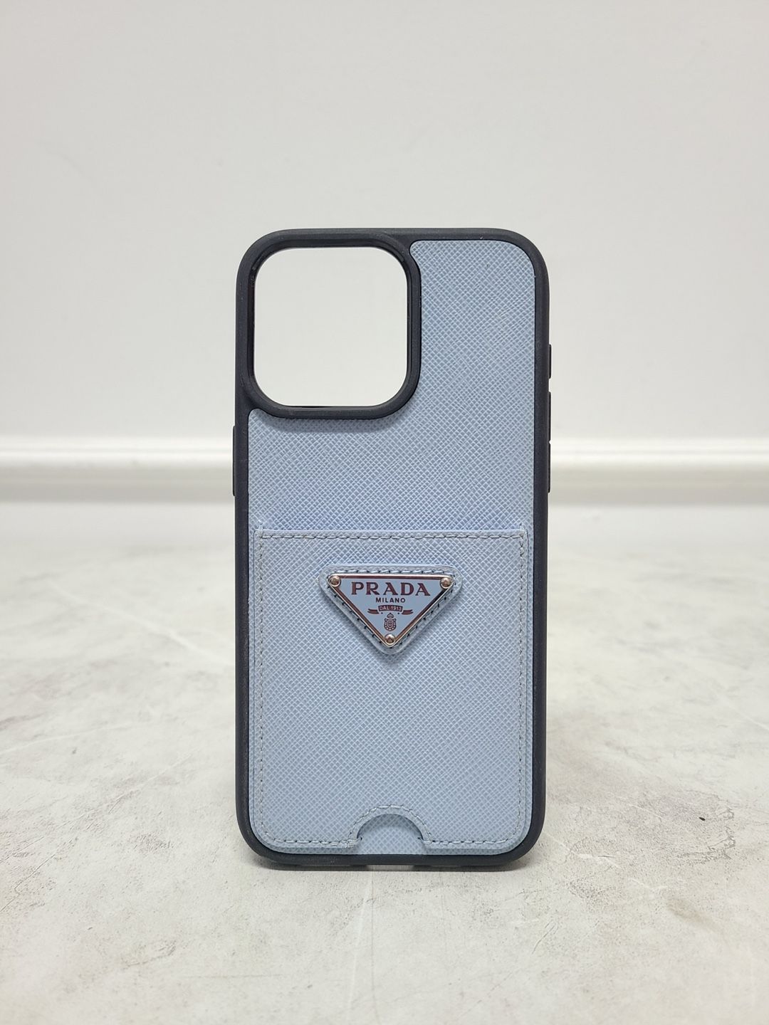 Prada Saffiano Leather Iphone 14 Pro Case - Black | Editorialist