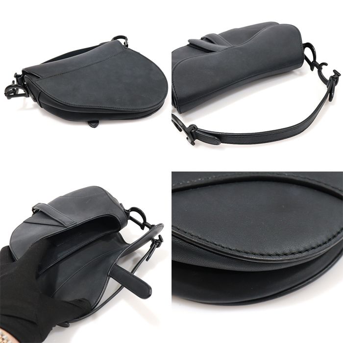 Dior Ultra Matte Mini Saddle Bag in Black Calf - SKU