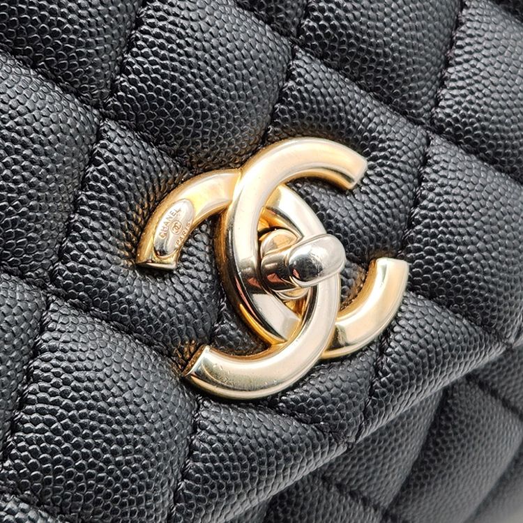 Chanel Coco Mini So Black Top Handle Bag in Caviar Leather