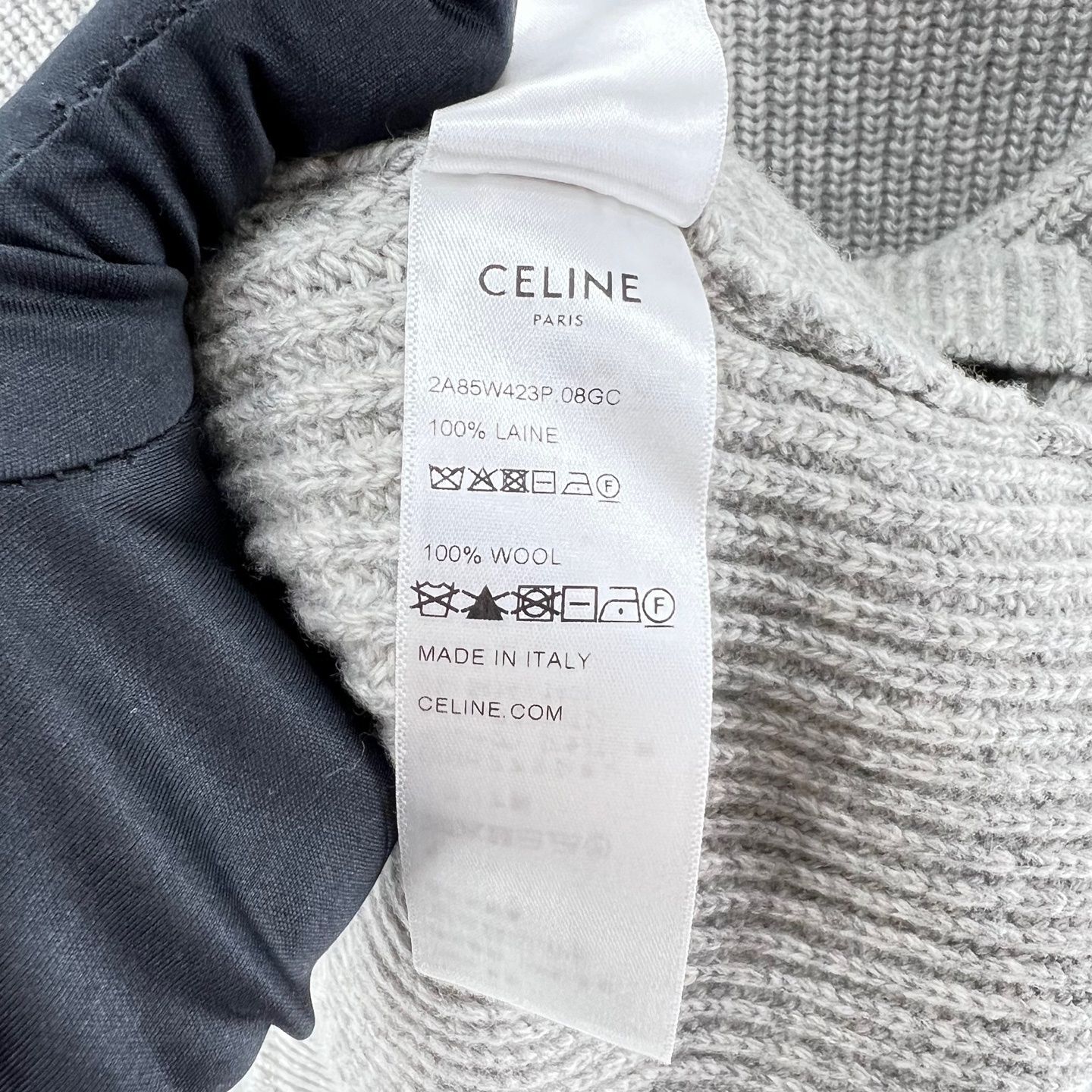 Celine Ribbed Wool Knit Hoodie Grey SKU12345 | eBay