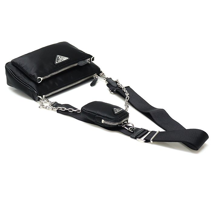 最新の激安 Tessuto Black Prada Safiano Crossbody Nylon Logo Triangle バッグ