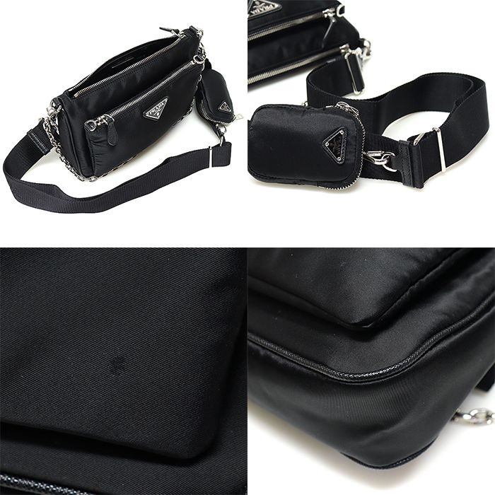 Prada Black Tessuto Safiano Triangle Logo Nylon Crossbody