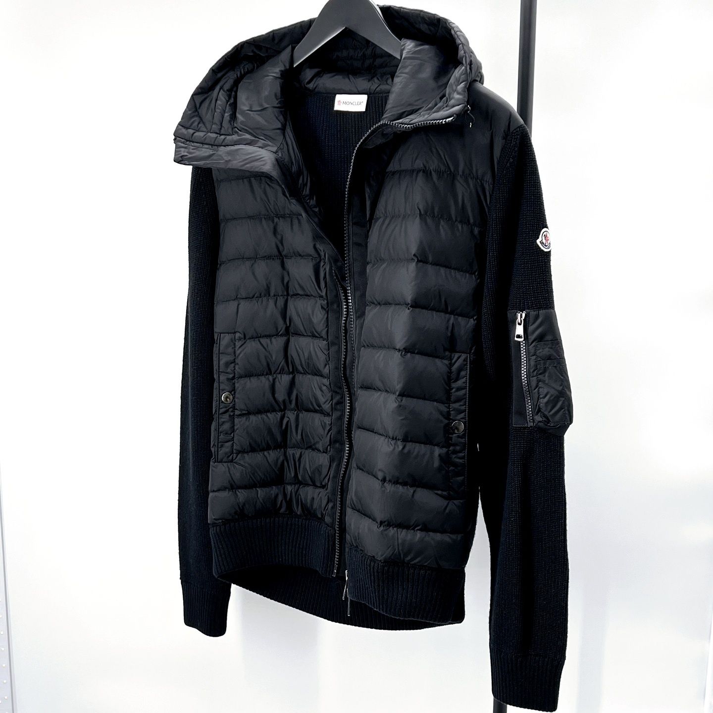 週間売れ筋 Moncler Knit eBay | 127252140 Black Zip-Up Hooded Padded ワンピース