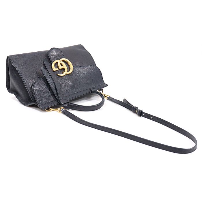 Gucci Black Leather GG Marmont Small Top Handle 2WAY 421890