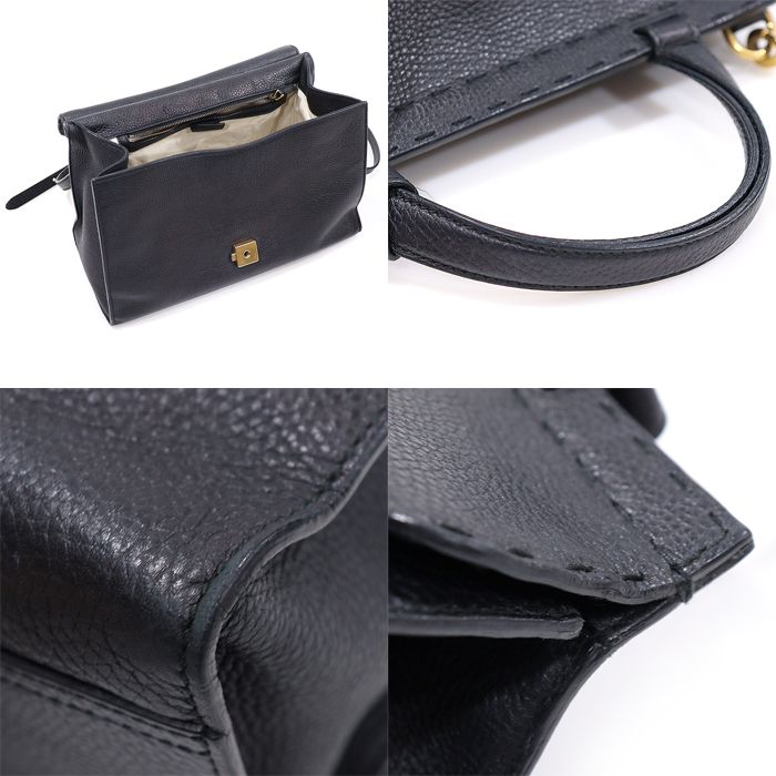 Gucci Black Leather GG Marmont Small Top Handle 2WAY 421890