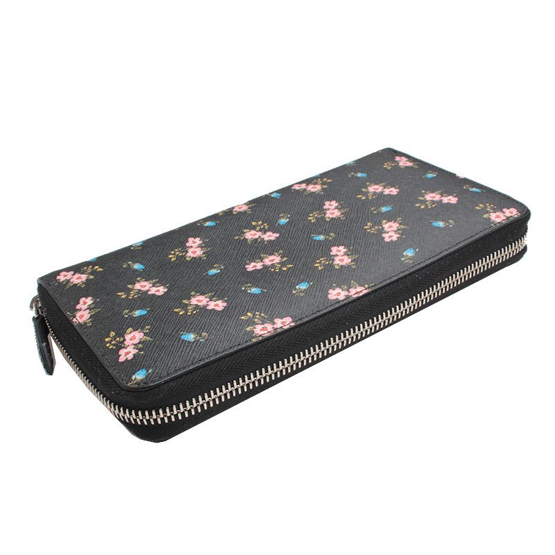 Givenchy Black Saffiano Floral Long Wallet 12345 130372392