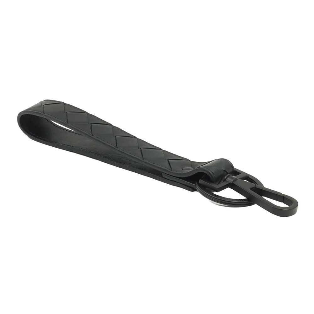 Bottega Veneta Black Leather Intrecciato Big Keyring 607492