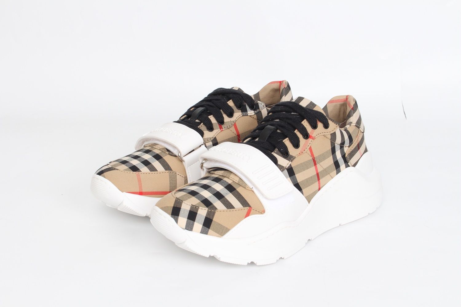 【送関込】Burberry☆バーバリー Vintage check sneakers Check and Leather Sneakers in Archive beige - Women
