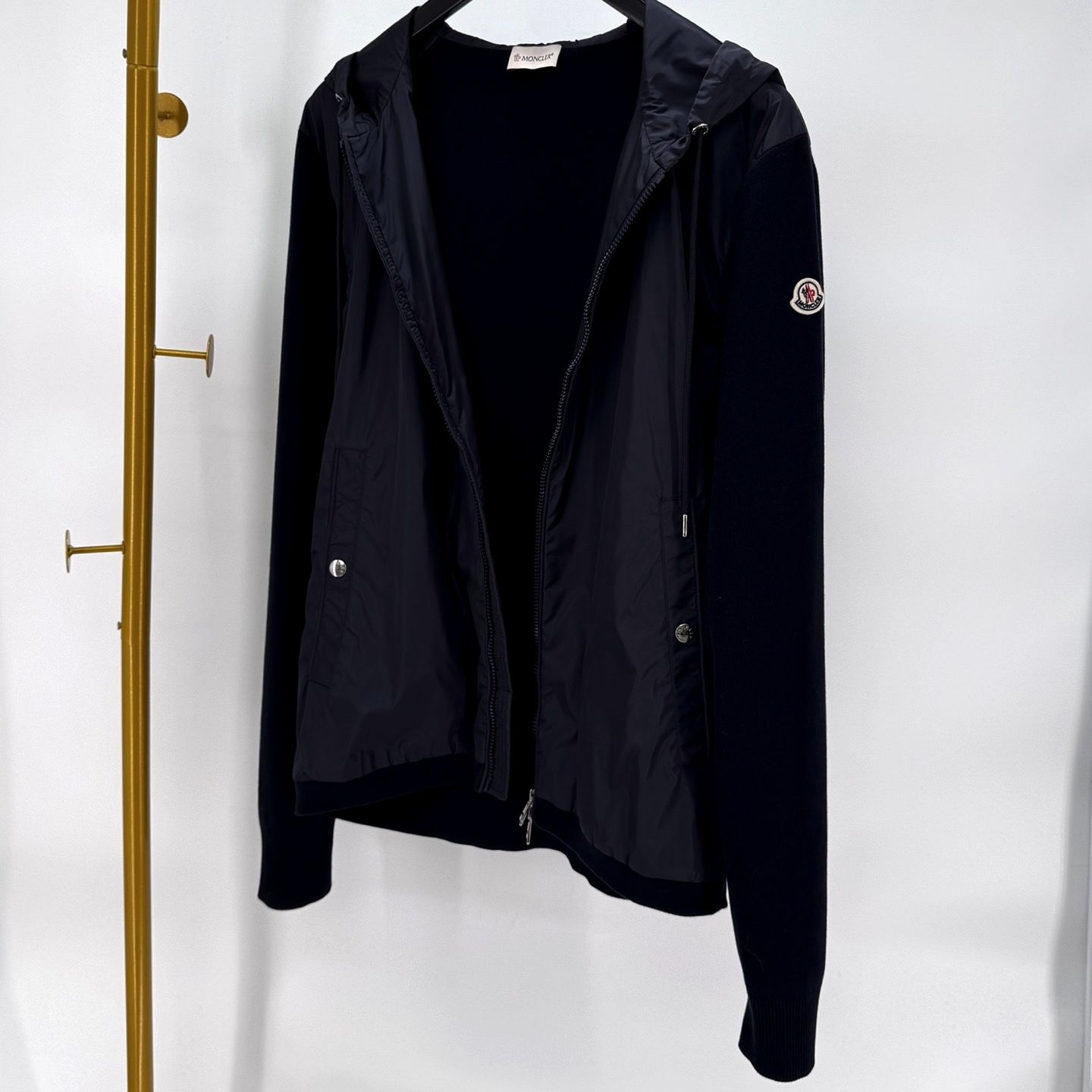 Moncler Knit Windbreaker Hooded Zip Jacket Navy 12345