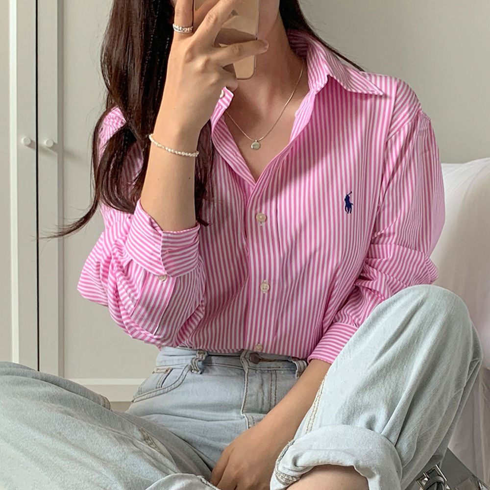 폴로 랄프로렌 포플린 스트라이프 클래식핏 셔츠 남녀공용