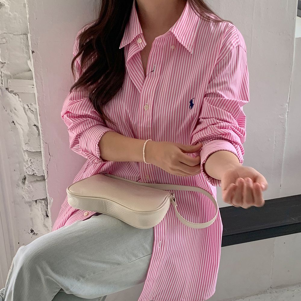 폴로 랄프로렌 포플린 스트라이프 클래식핏 셔츠 남녀공용