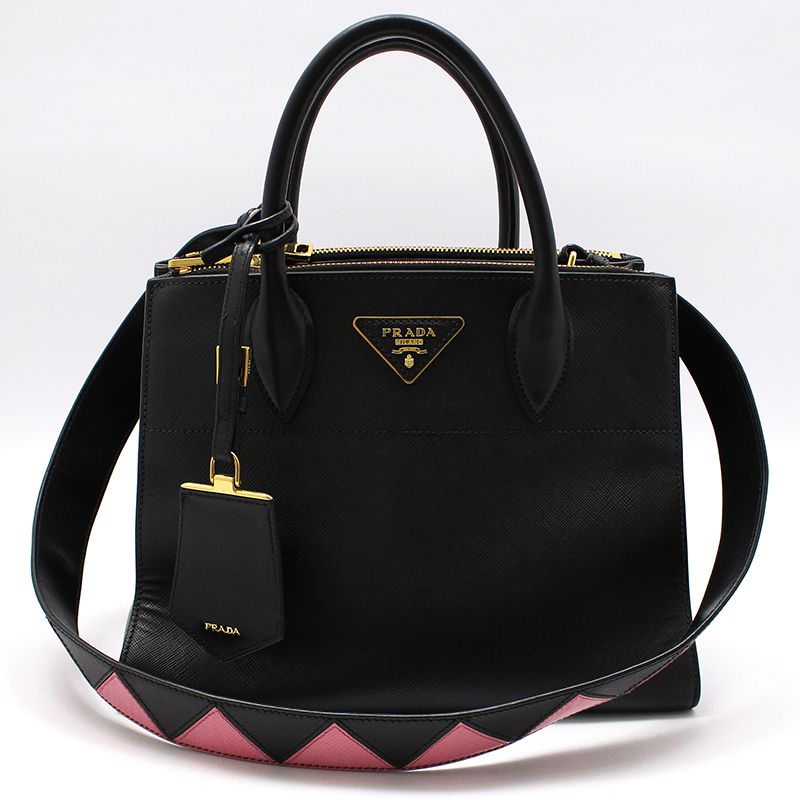 Prada Black Saffiano City Gold-tone Paradigma Shoulder Bag