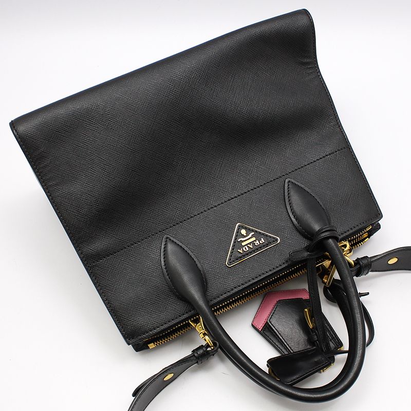 Prada Black Saffiano City Gold-tone Paradigma Shoulder Bag