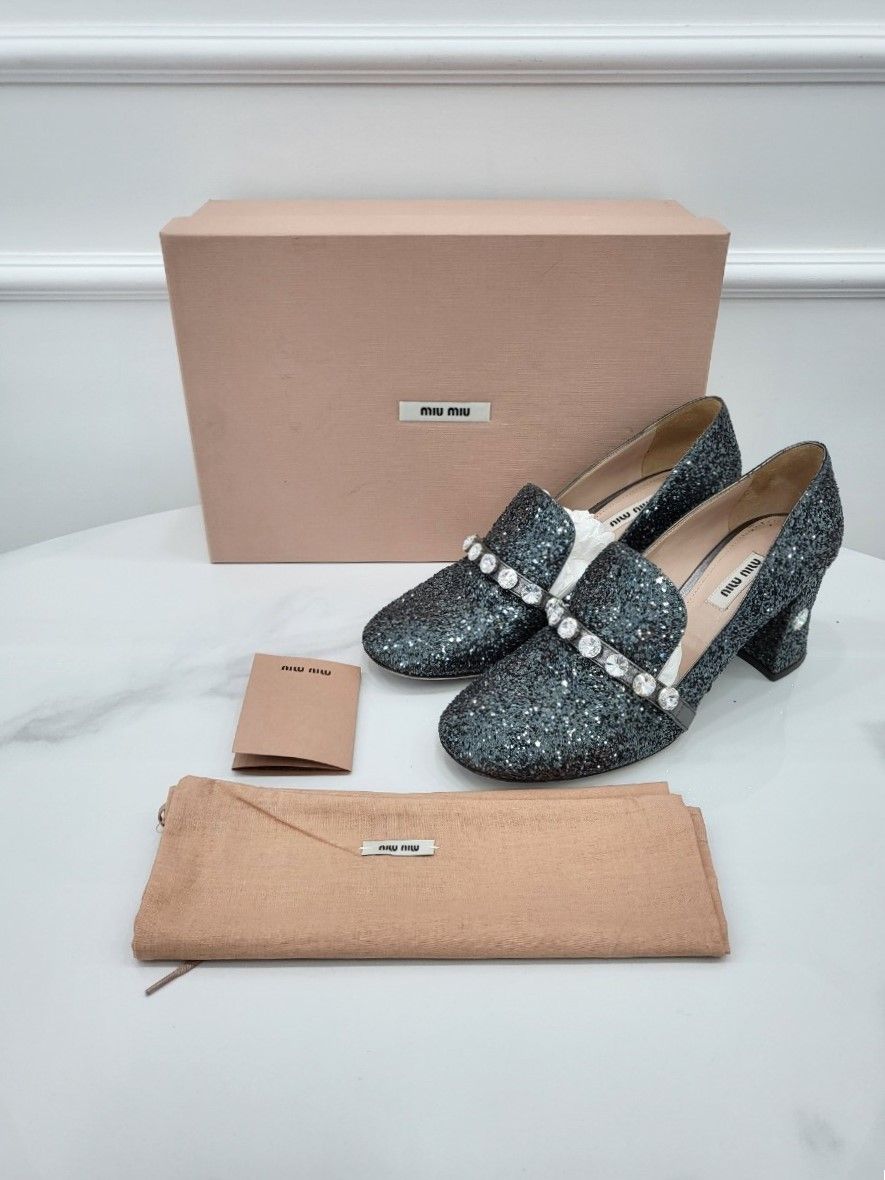 Miu Miu Glitter Crystal Heels 37 131764066 | eBay
