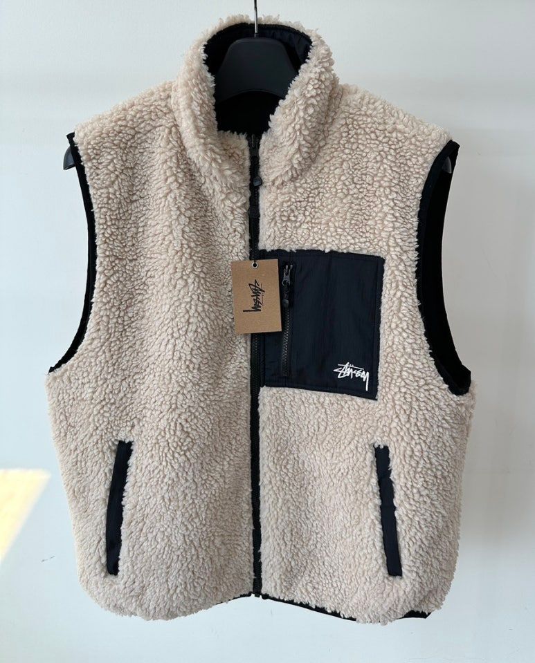 스투시 쉐르파 리버시블 베스트 조끼 118528 베이지 L,XL