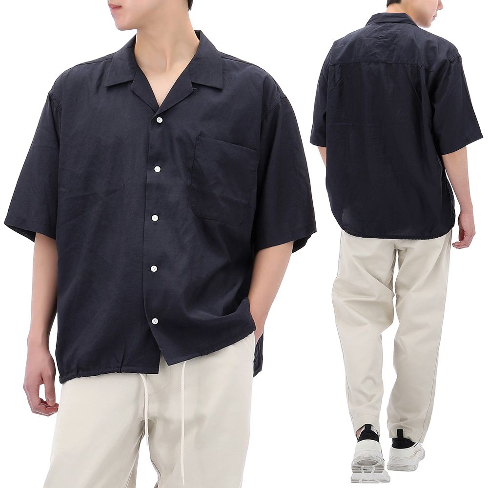 25SS 나나미카 오픈 카라 반팔 셔츠 S25SG019E NAVY