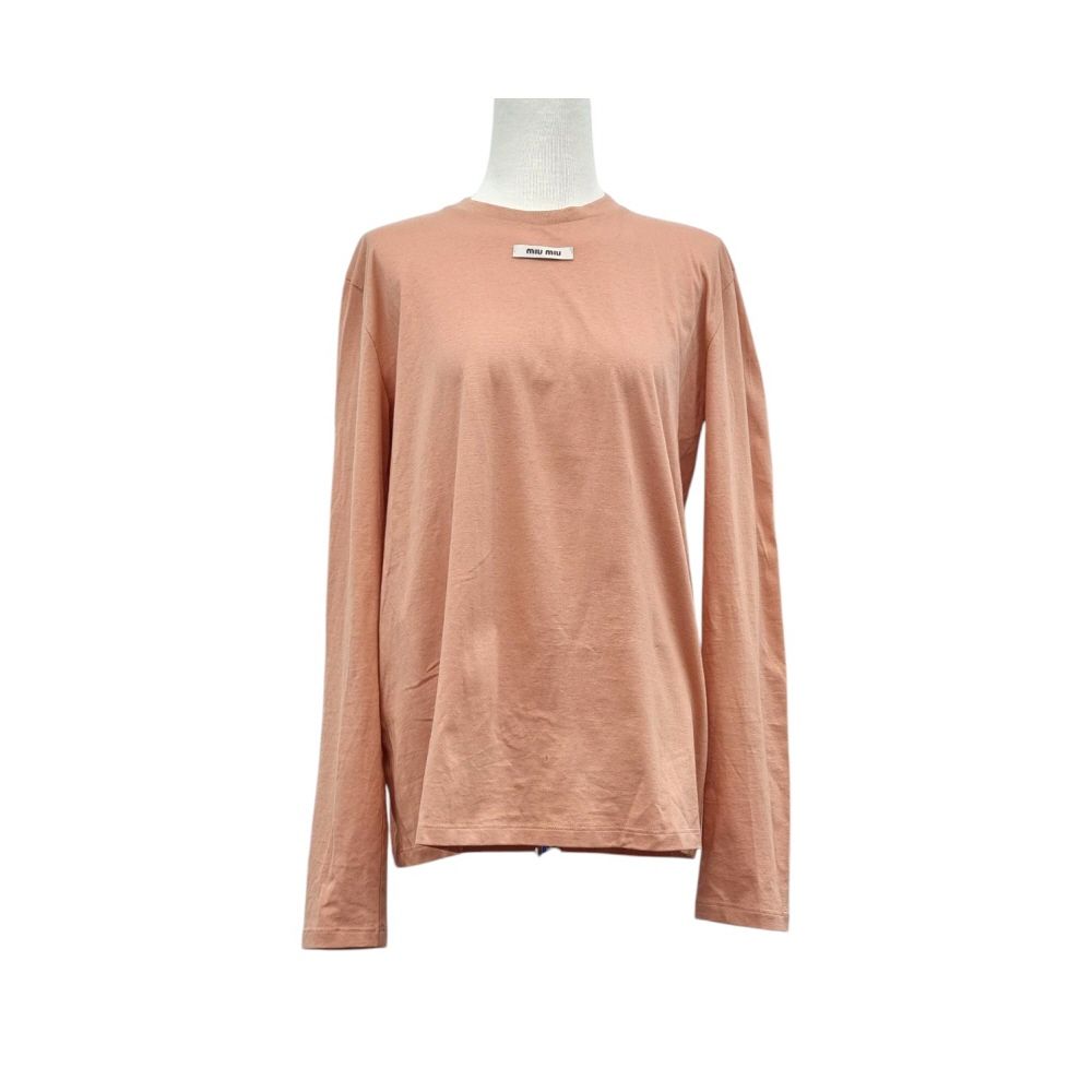 Miu Miu Logo Cotton Long Sleeve T-Shirt MIB041503 133045402