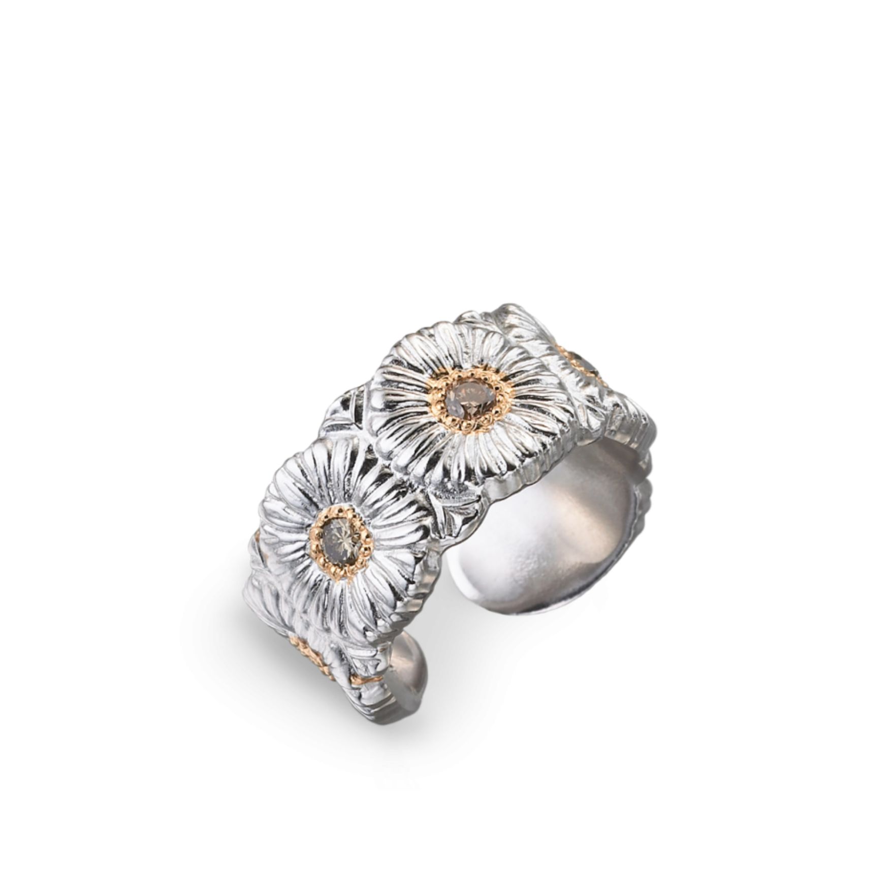 BUCCELLATI 부첼라티 블라썸 다이아몬드 데이지링 실버 반지 JAGETE023603