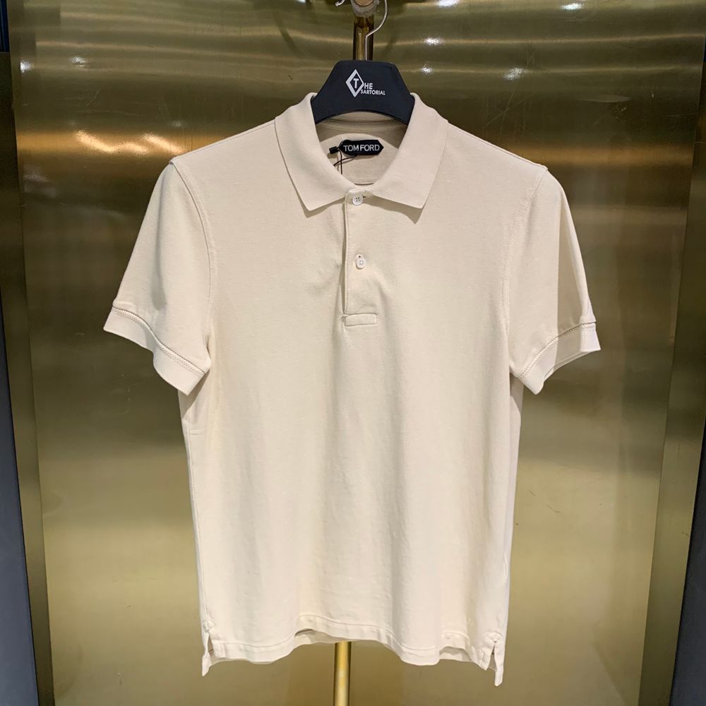 톰포드 반팔카라티 클래식 두버튼 코튼 베이지 BU266 TFJ982 A02