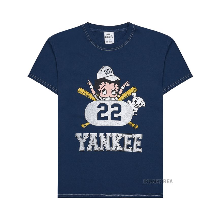 T YANKEE DYED BLUENAVY SS25 남성 티 양키 다이드 티셔츠