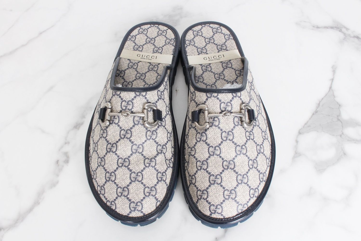 Gucci GG Horsebit Slipper Beige Blue 10(290) 134092895 | eBay