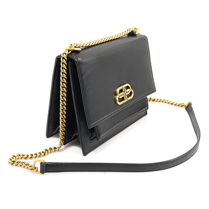 Balenciaga Black Calf Sharp Small Gold-tone Chain Satchel