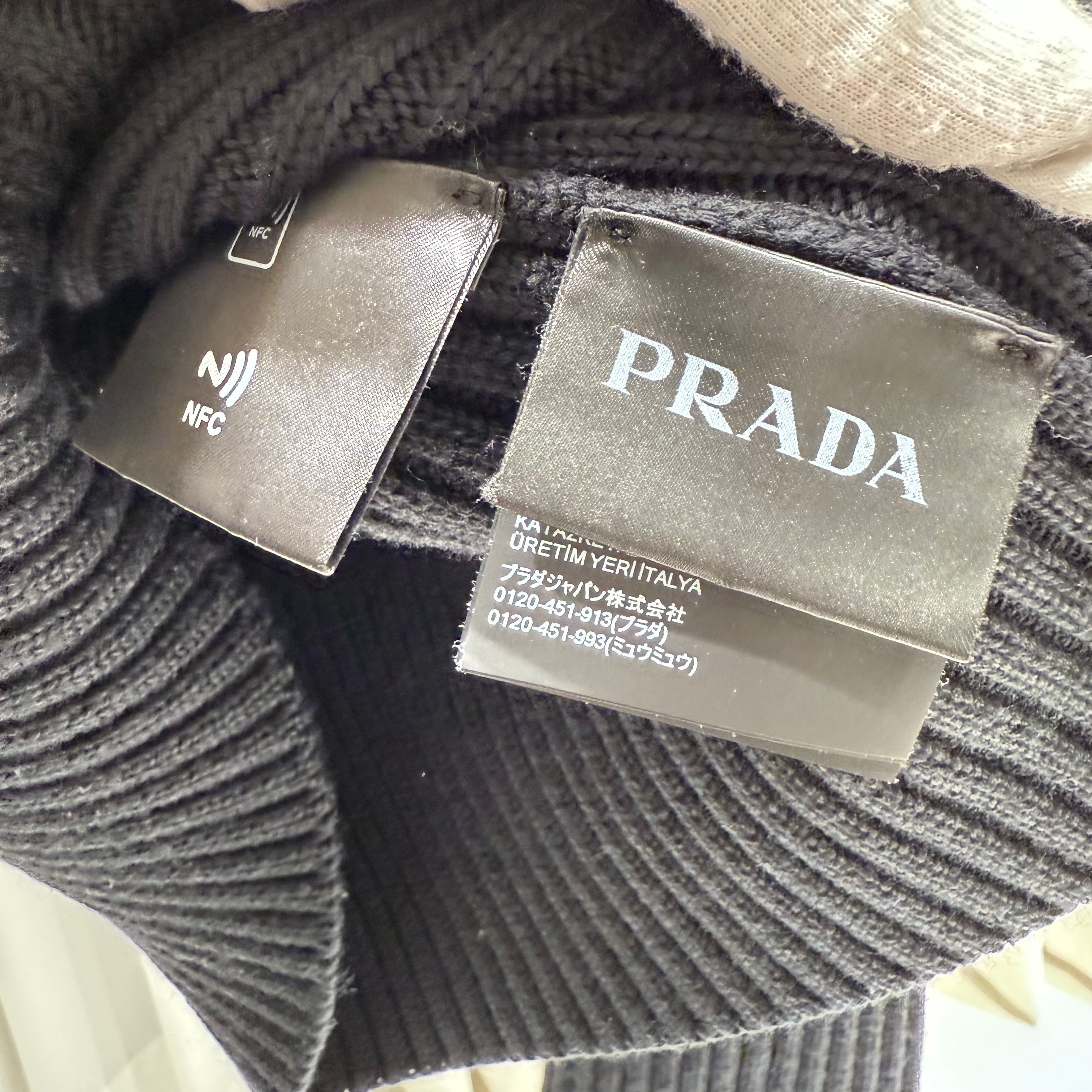 Prada Logo Knit Zip Jacket Black 52 134665811 | eBay