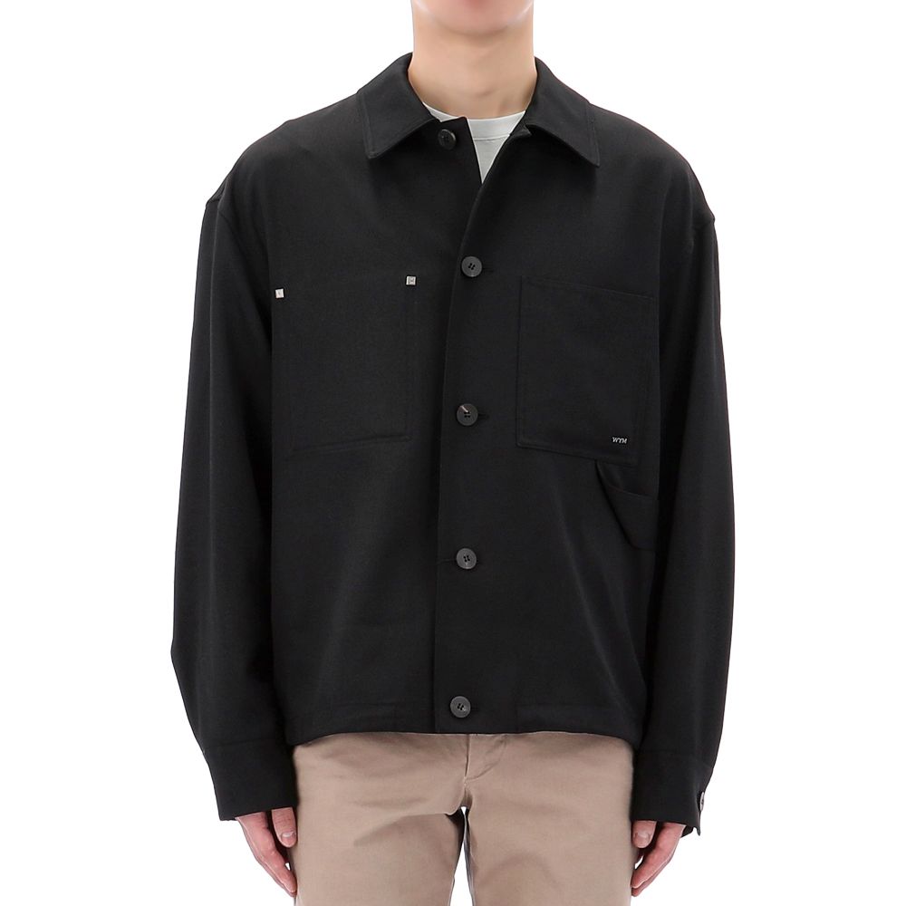 【関税込み】WOOYOUNGMI ブラック Line Embroidered フーディ Wooyoungmi Men's Back Logo Zip Hoodie in Black Wooyoungmi