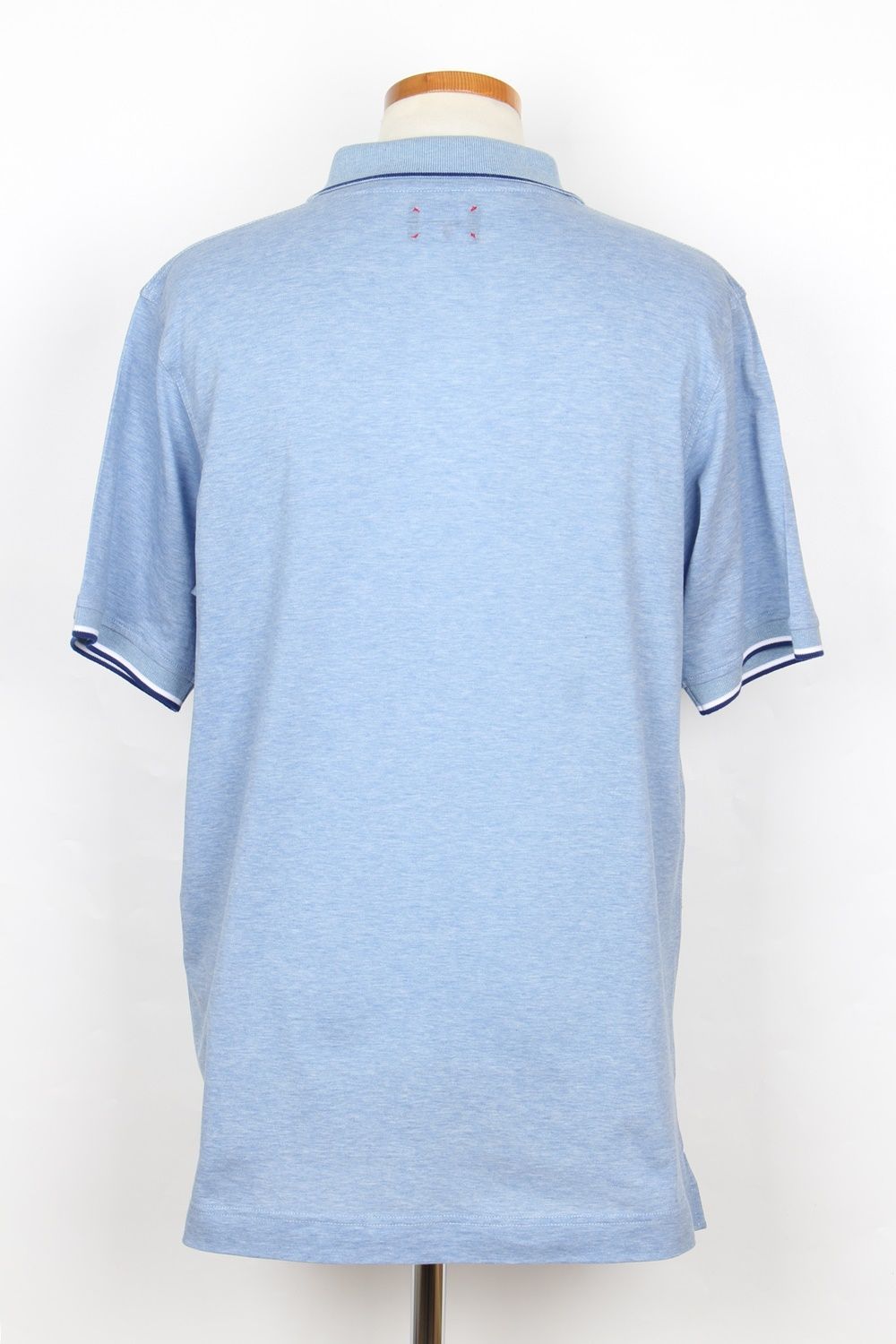 Kiton Stitched Detail Short Sleeve Polo Shirt Blue L