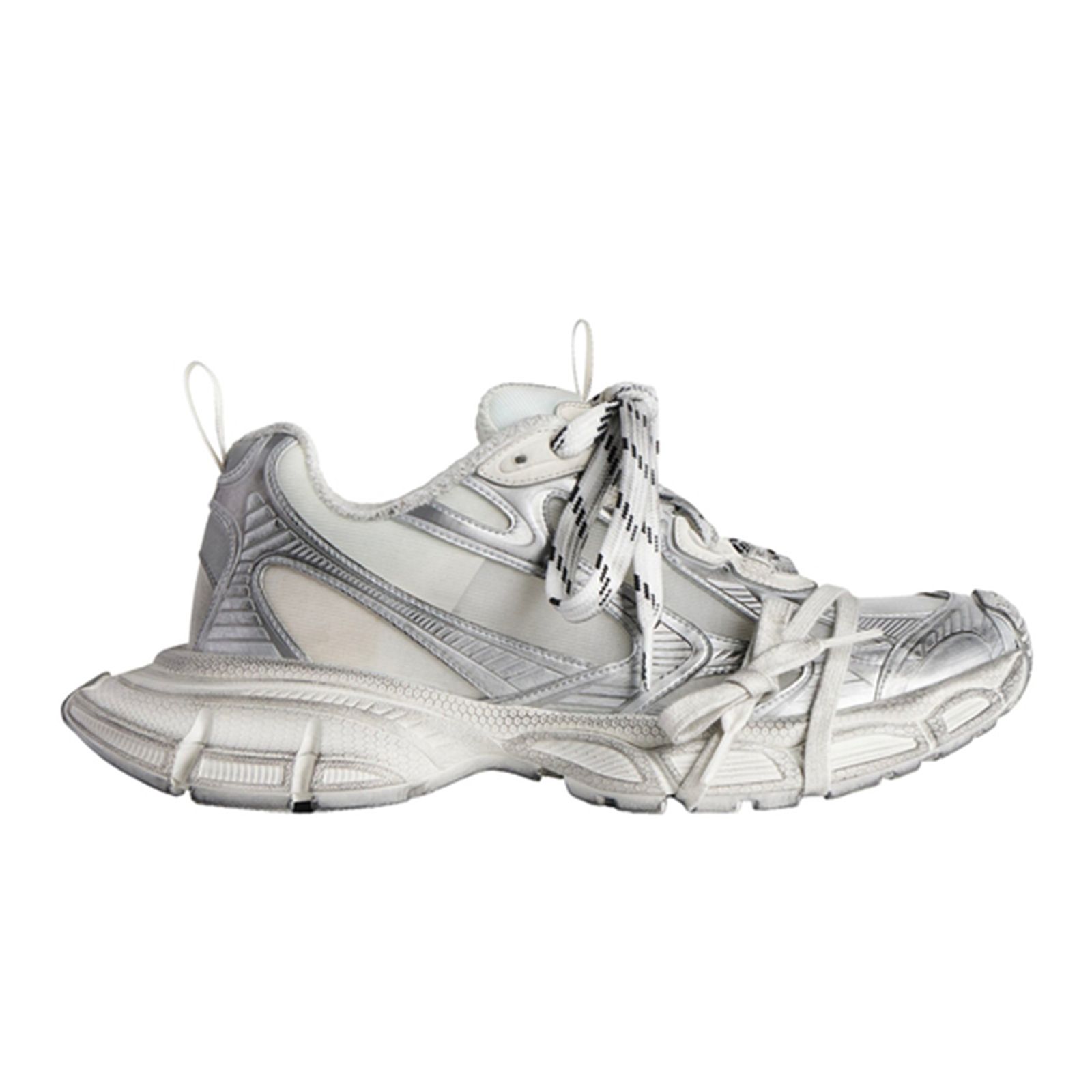 734734/WTRMH 9080 WHITE SILVER WORN OUT EFFECT 3XL MESH SNEAKERS
