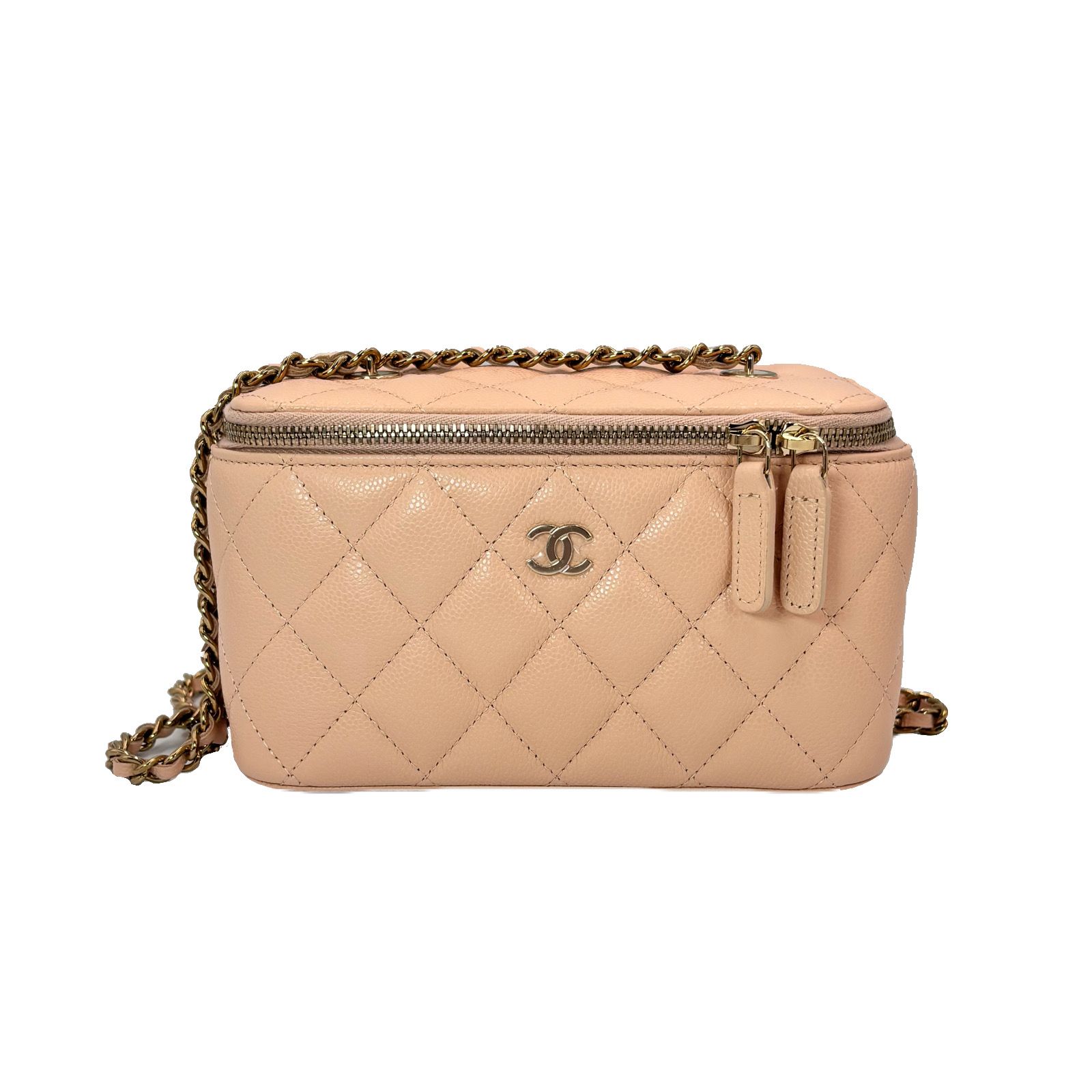 CHANEL CC Logo Matelasse Chain Shoulder Bag Leather White