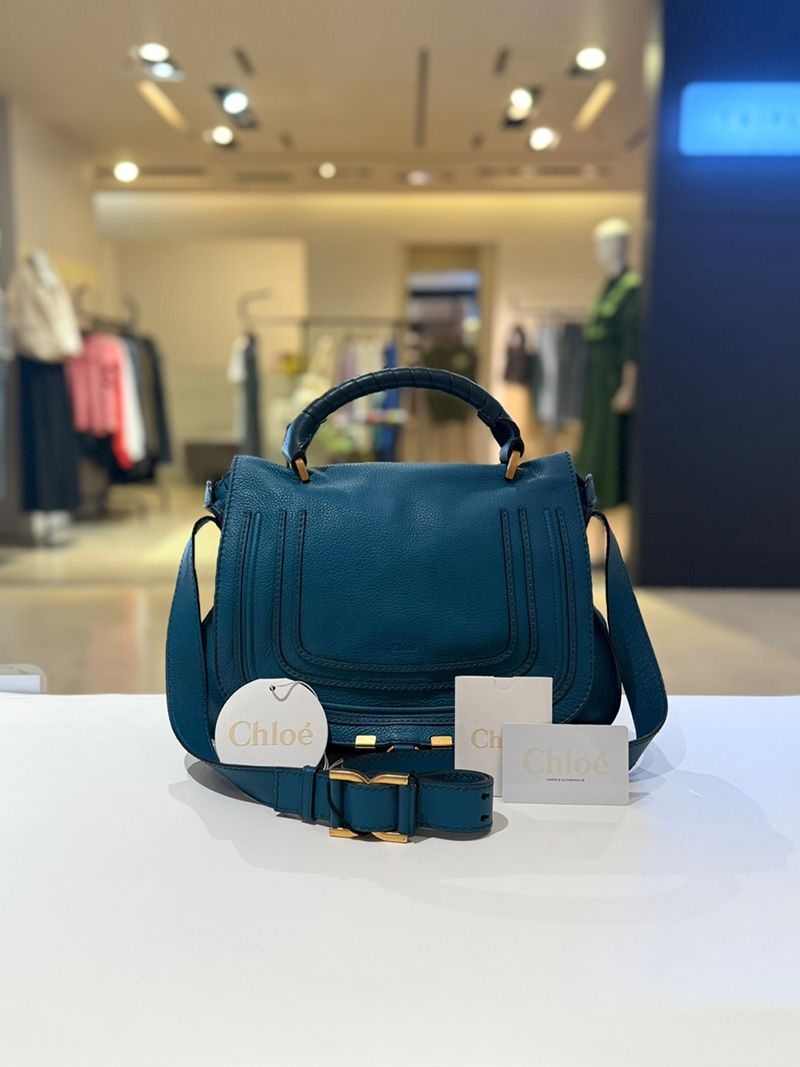 Chloe New Marcie Medium Laguna Blue Shoulder Bag 3S0917