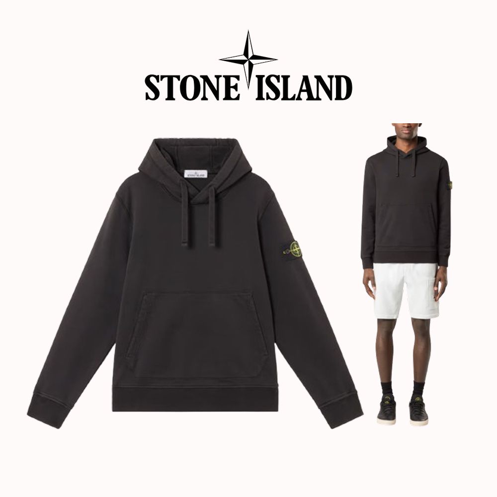 K1S156100045/S0051 V0029 BLACK COTTON FLEECE HOODED SWEATSHIRT WITH POUCH POCKET