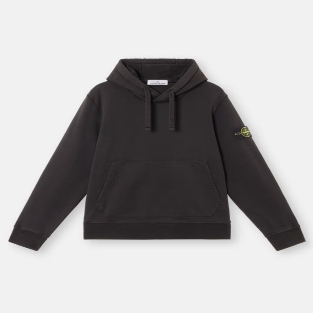K1S156100045/S0051 V0029 BLACK COTTON FLEECE HOODED SWEATSHIRT WITH POUCH POCKET