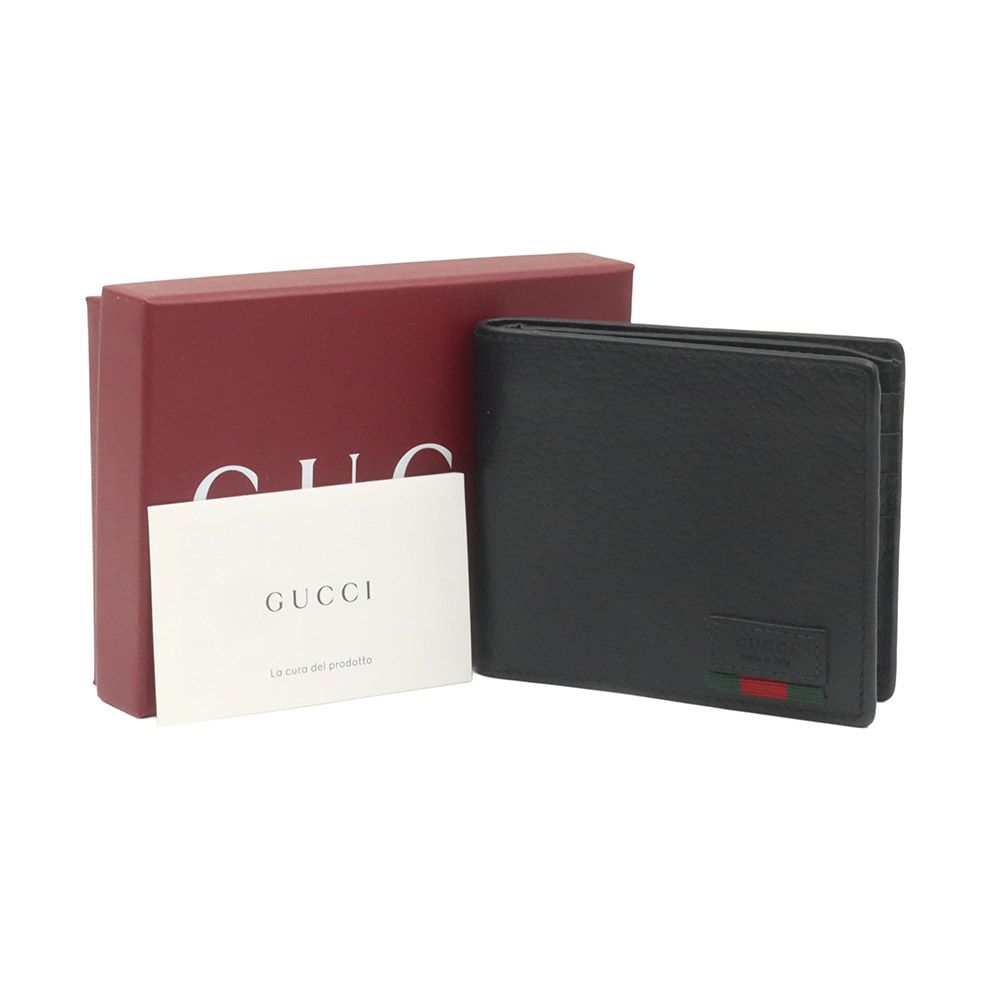 Gucci Black Leather Bifold Web Stripe Wallet 428749