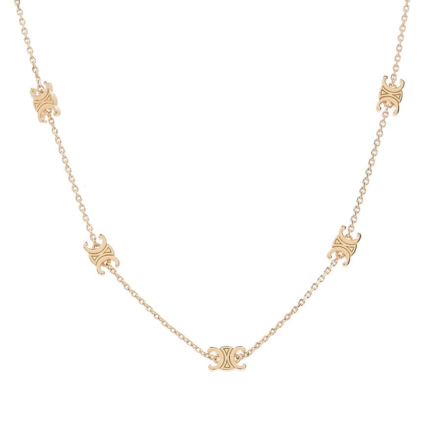 注目◇アイスド トリオンフ Pendente Necklace◇CELINE CELINE Necklace Brass Crystal Triomphe Rhinestone Necklace